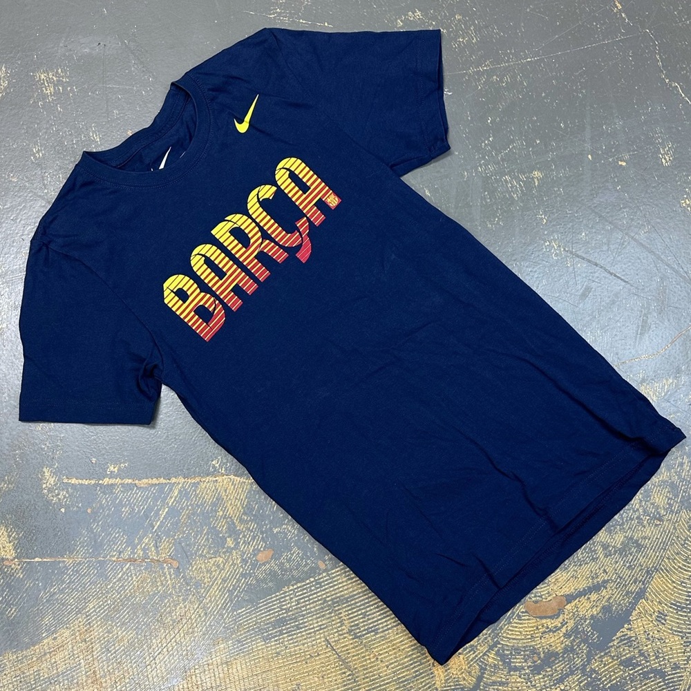 Nike Barcelona Soccer Shirt 547173-410 Small World Cup Spain FCB Navy Blue
